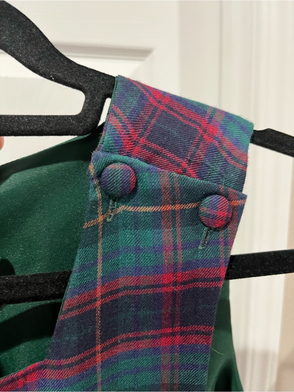 Laura Ashley Sz8 Classic Green Plaid Wool Blend Sleeveless Midi Dress, Jumper - Picture 5 of 10